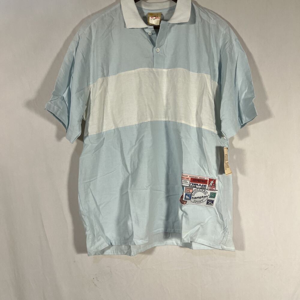 Down Under Men’s Large Blue White Colorblock Polo Shirt USA NWT